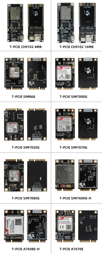 LILYGO T-PCIE ESP32 SIM Series Nano Card Composable Wireless Development Board