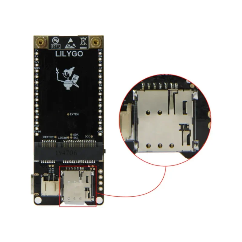 LILYGO T-PCIE ESP32 SIM Series Nano Card Composable Wireless Development Board